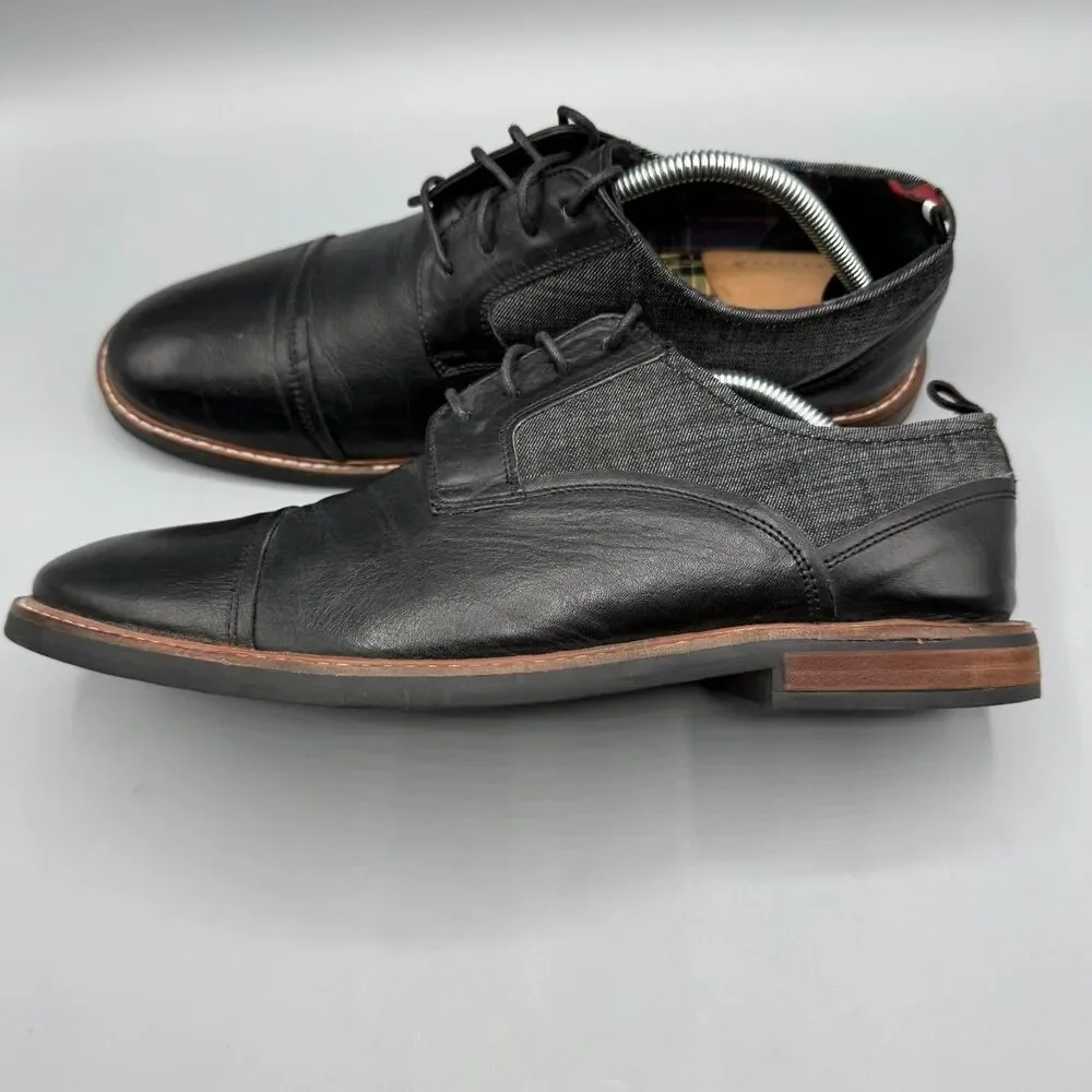 Ben Sherman Black Leather Oxford Shoes Brent Cap Toe Mens Size 10.5